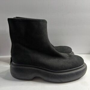 H&M Women’s Sz 11 Black Suede/Leather Fuzzy Lined Back Zip Warm ankle boots